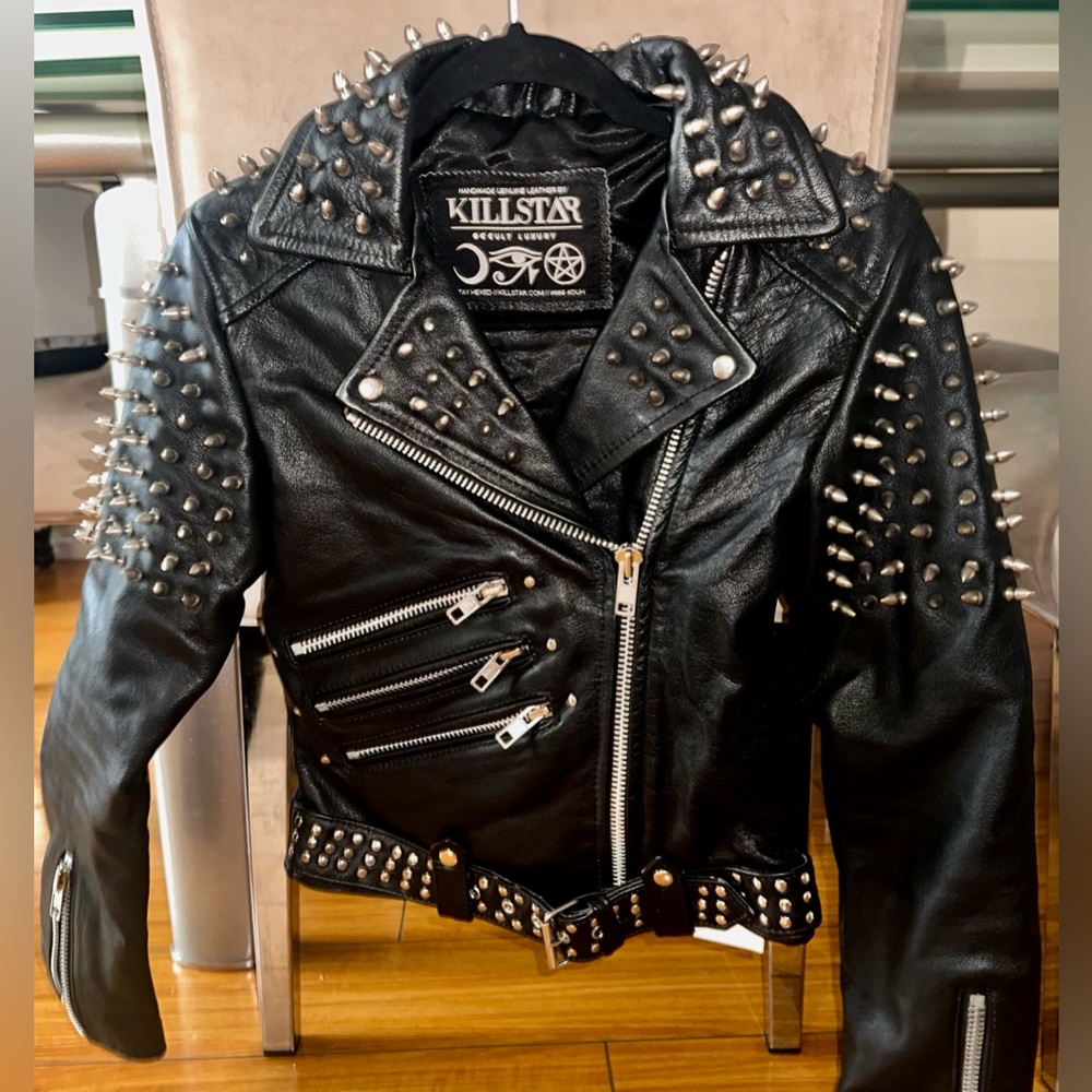 DOLLSKILL KILLSTAR SPIKY HANDMADE GENUINE LEATHER JACKET SUPER RARE